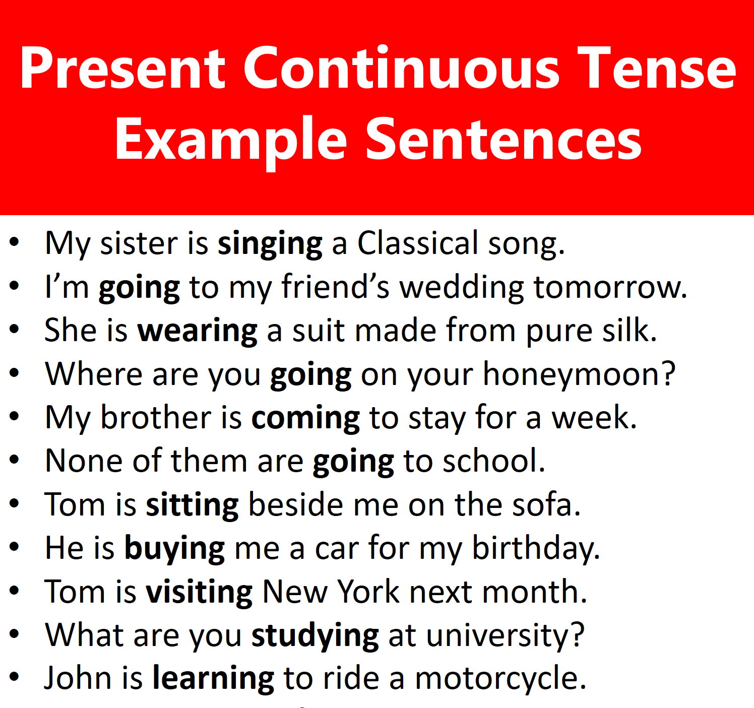 Example Sentences Of Present Continuous Tense In English Ilmist