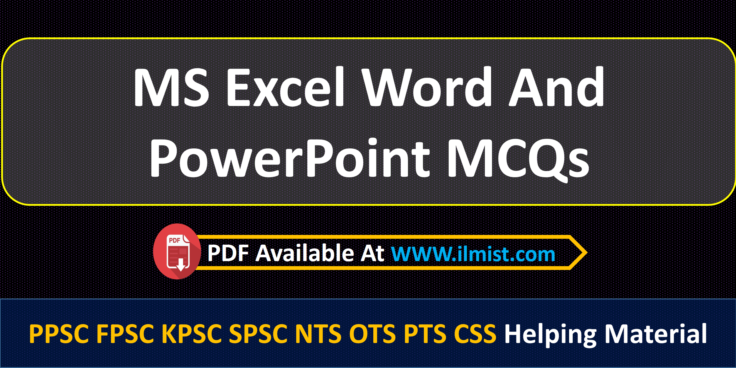 MS Excel Word PowerPoint MCQs