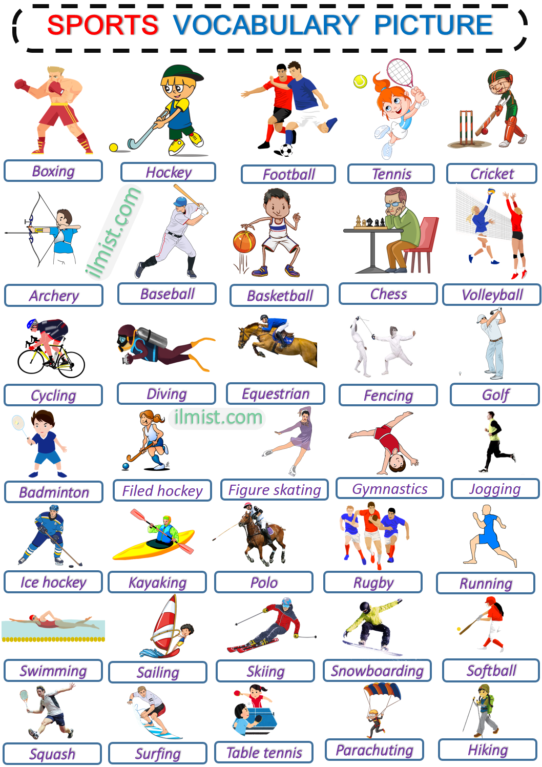 Daily Use English Vocabulary With Urdu Meanings for Sports and Games