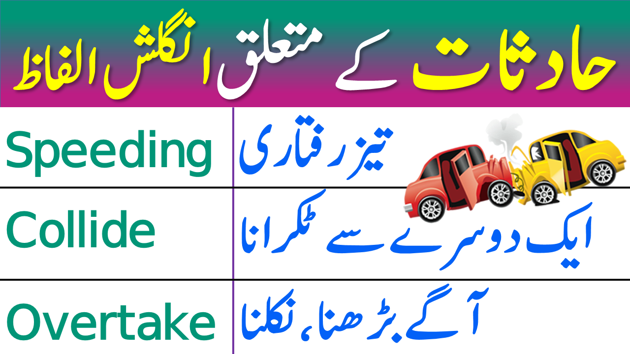 Daily English Vocabulary for Accident with Urdu Meanings