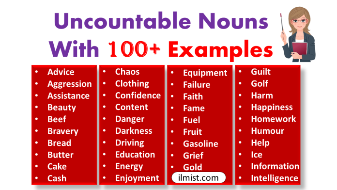 Uncountable Nouns With 100+ Examples In English | Noun