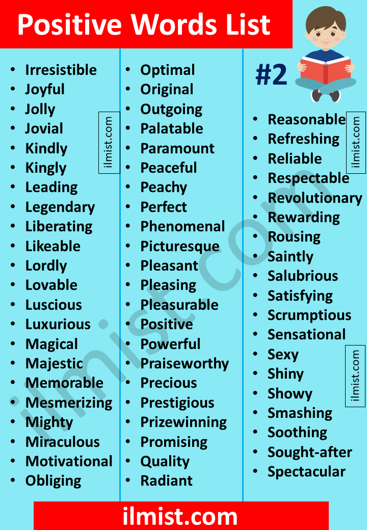 Positive Words List in English | Infographic 2