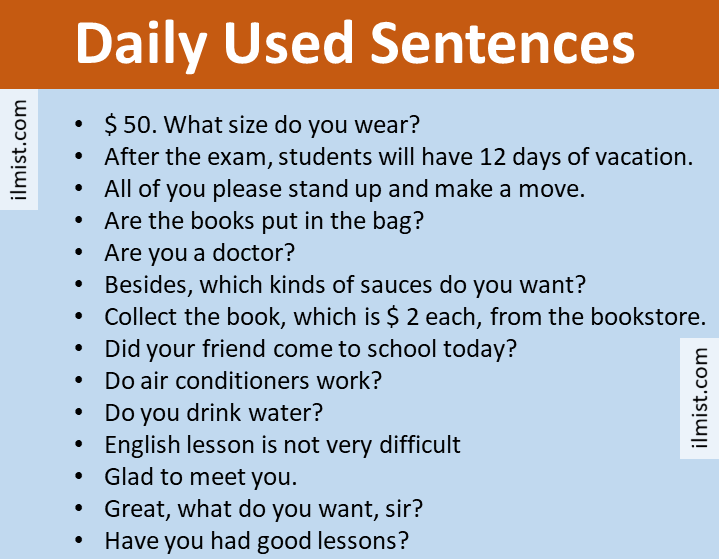 English Daily Sentences Used In Daily Life