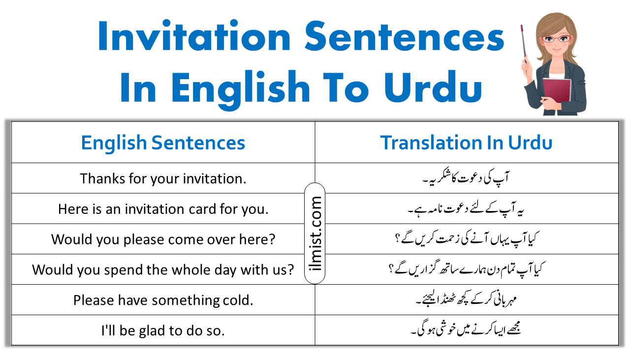 Invitation Sentences In English To Urdu | Daily Used Sentences