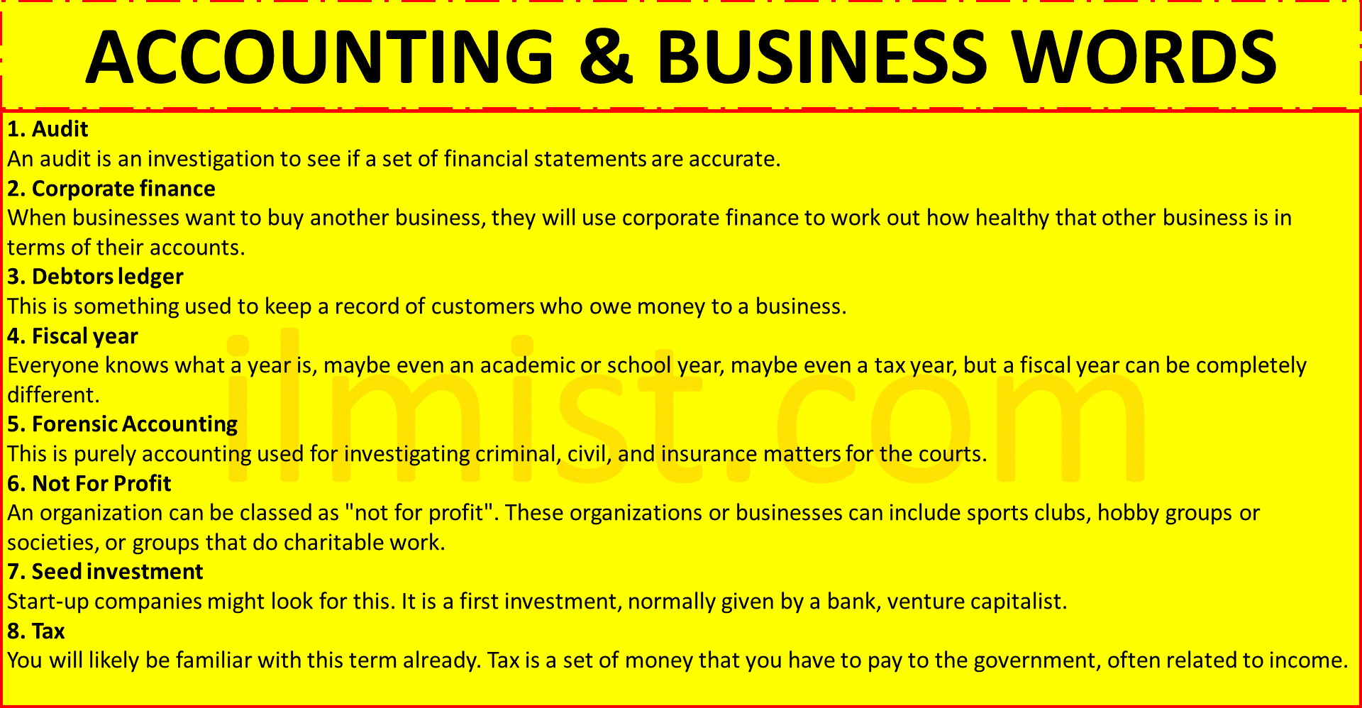 Accounting Vocabulary Words List In English | Business Vocabulary