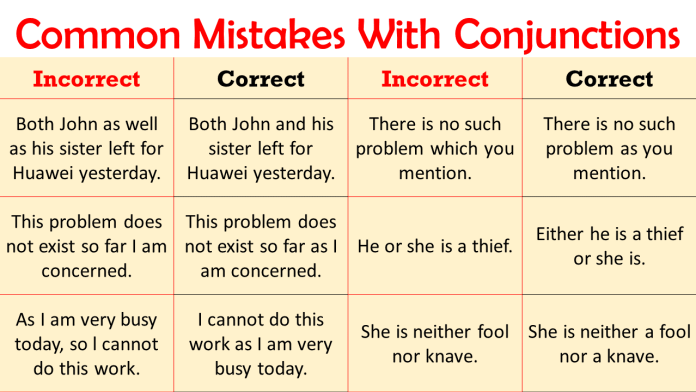 Example Of Conjunction | Common Mistakes With Conjunctions