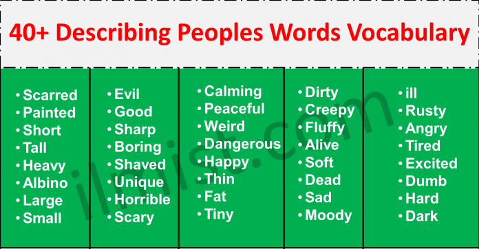 40+Describing People and Personal Qualities Words List | Describing Words