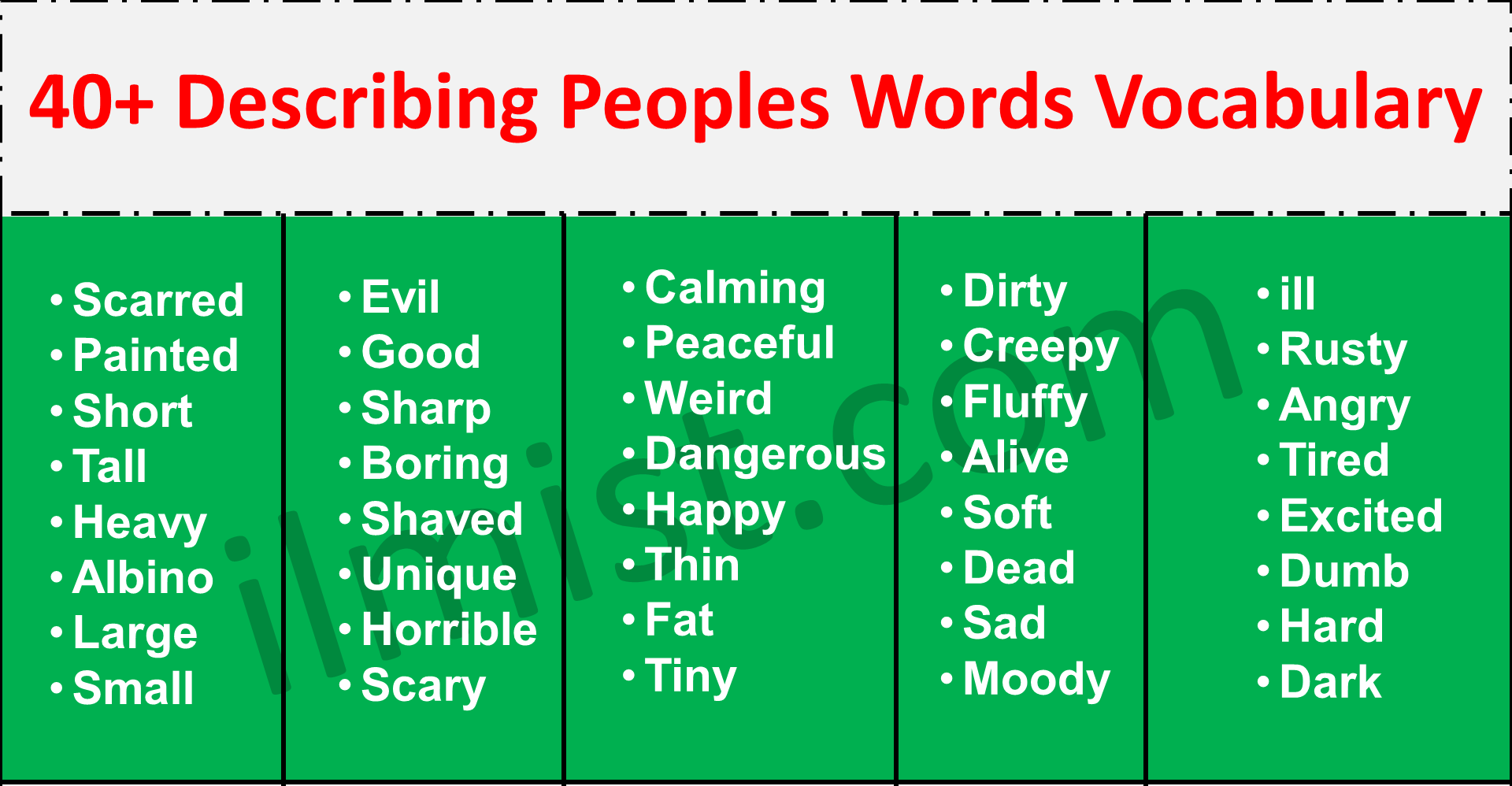 40+Describing People and Personal Qualities Words List | Describing Words