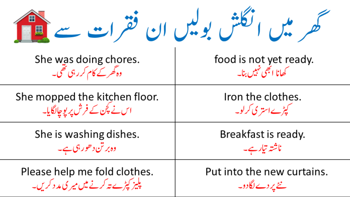 35 English To Urdu Sentences For House Chores | Download PDF