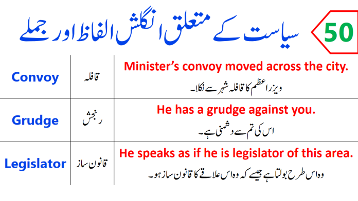 50+ Politics English Vocabulary Words and Sentences
